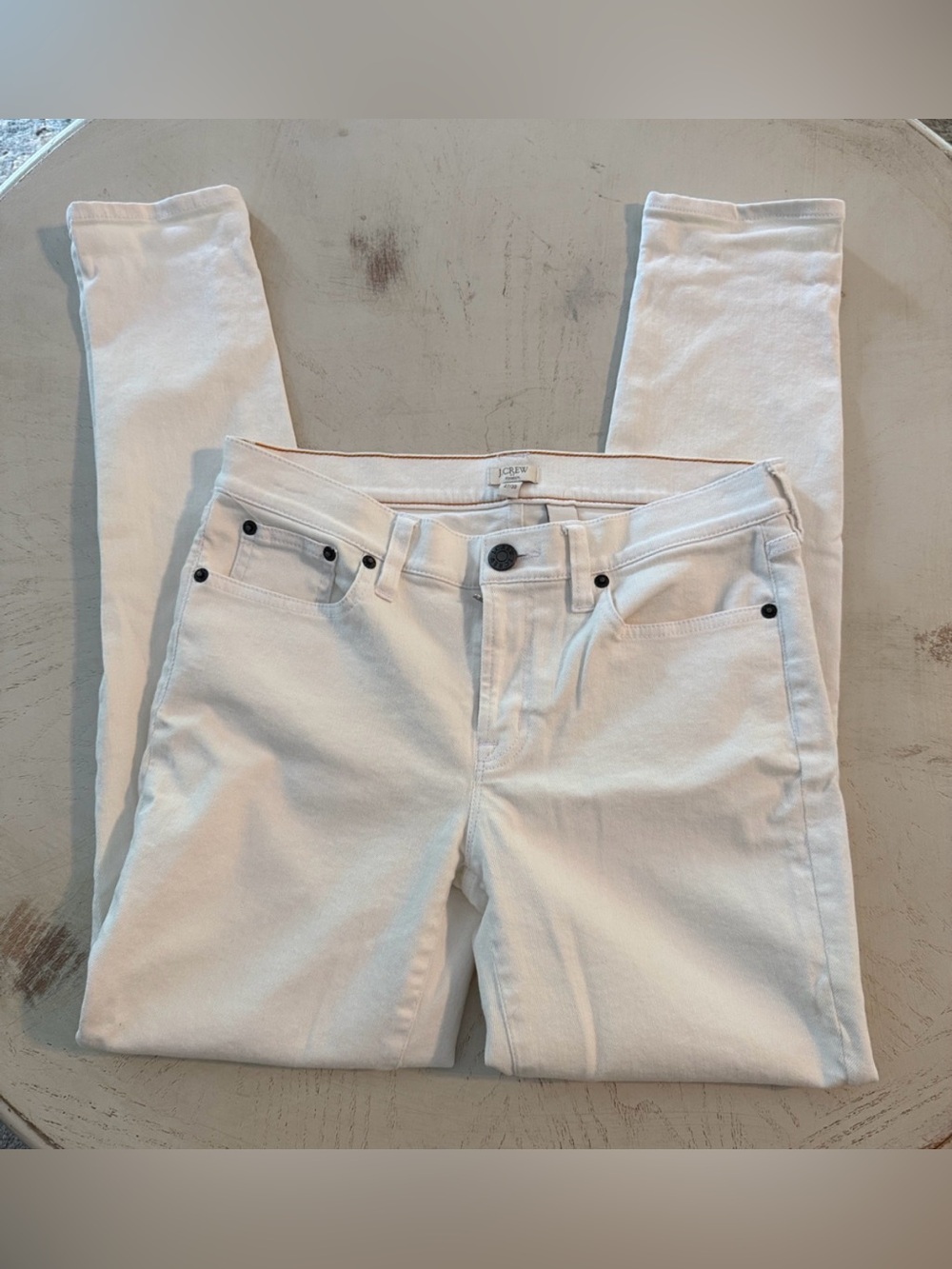 J.Crew Factory Stretch Straight Leg Slim Fit White Denim Jeans Women’s 27/30